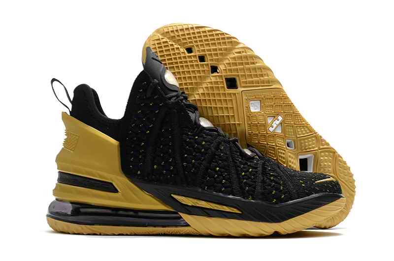 Men's Running weapon LeBron James 18 Black And Gold Shoes 016
