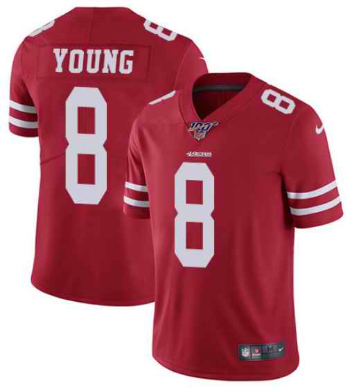 Men's San Francisco 49ers #8 Steve Young Red 2019 100th season Vapor Untouchable Limited Stitched NFL Jersey