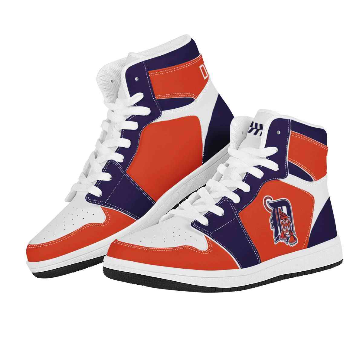 Men's Detroit Tigers High Top Leather AJ1 Sneakers 001