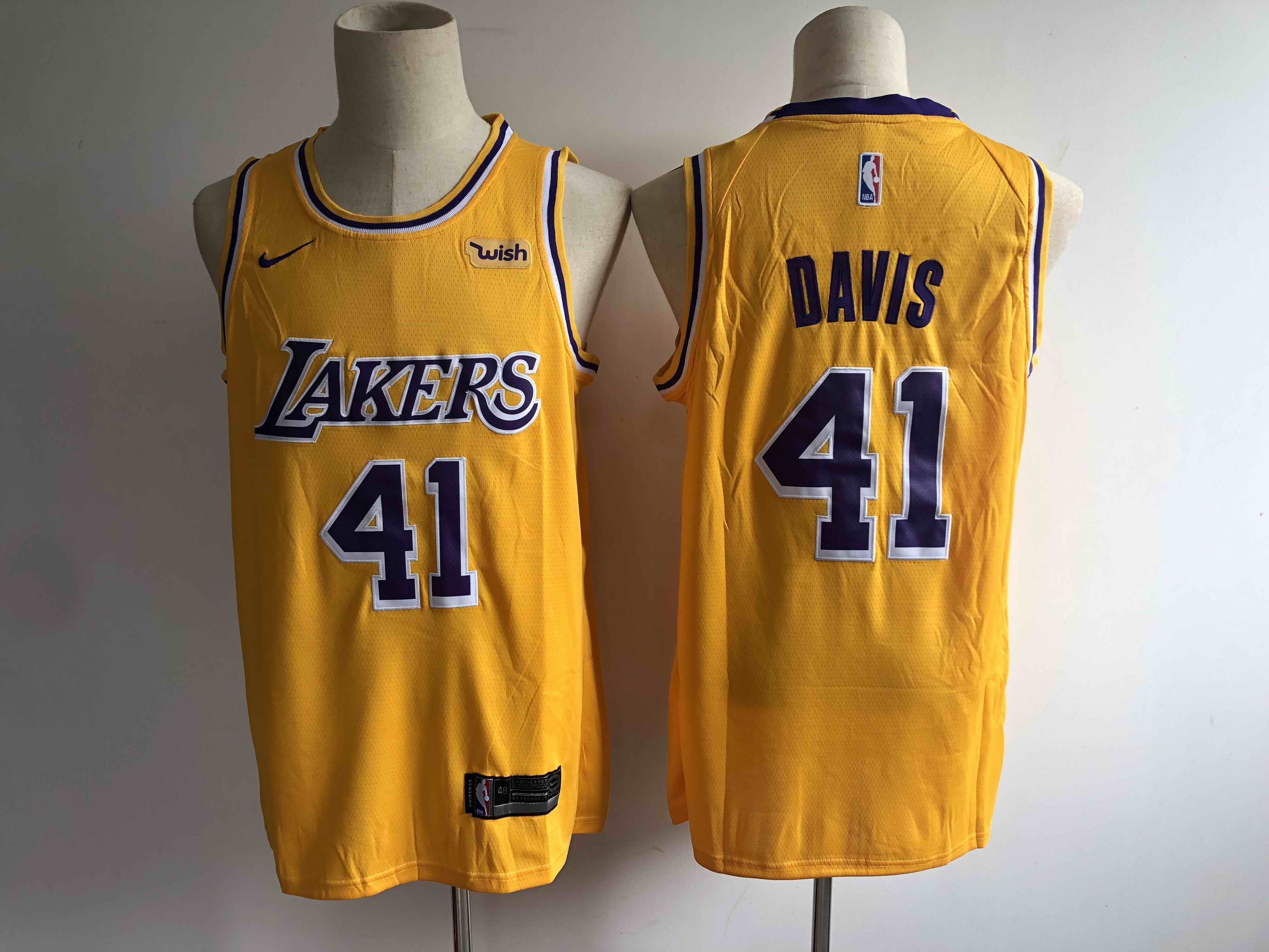Men's Los Angeles Lakers #41 Anthony Davis New Gold Wish Stitched NBA Jersey