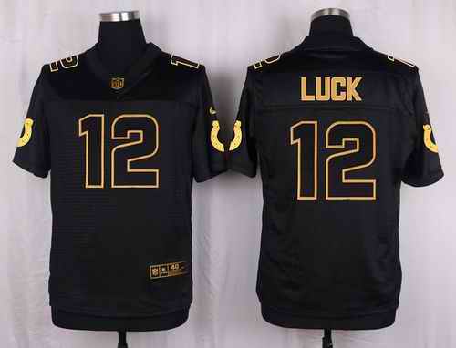 Nike Colts #12 Andrew Luck Black Men's Stitched NFL Elite Pro Line Gold Collection Jersey