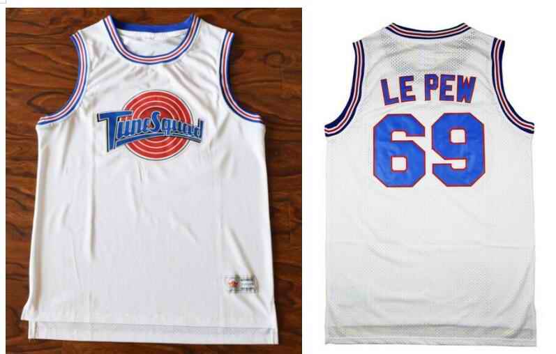 Youth Space Jam Tune Squad #69 Pepe Le Pew White Stitched Basketball Jersey