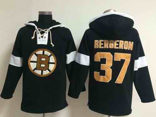Bruins #37 Patrice Bergeron Black NHL Pullover Hoodie