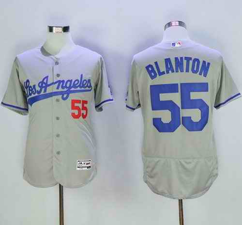 Dodgers #55 Joe Blanton Grey Flexbase Authentic Collection Road Stitched MLB Jersey