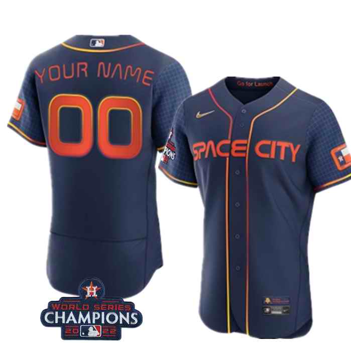 Men's Houston Astros Active Player Custom Navy 2022 World Series Champions City Connect Flex Base Stitched Baseball Jersey