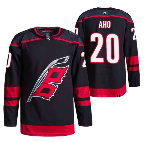 Men's Carolina Hurricanes #20 Sebastian Aho Black Stitched NHL Jersey