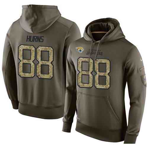 NFL Men's Nike Jacksonville Jaguars #88 Allen Hurns Stitched Green Olive Salute To Service KO Performance Hoodie