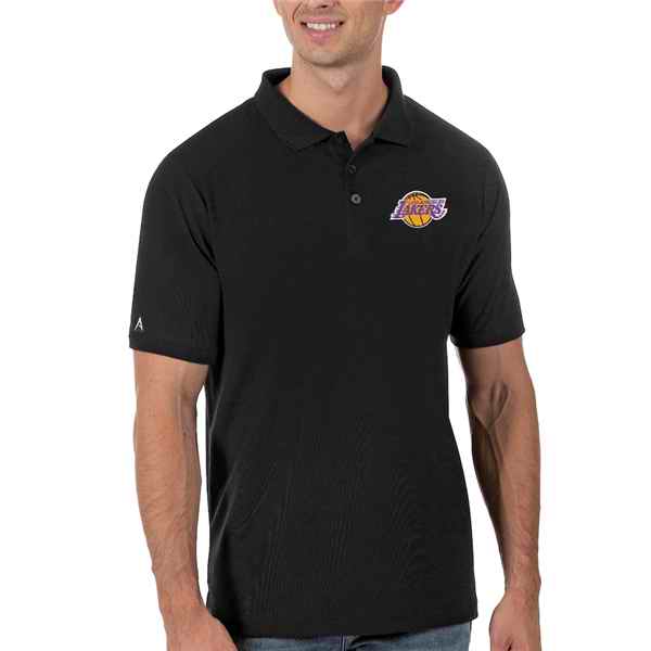 Men's Los Angeles Lakers Antigua Black Legacy Pique Polo