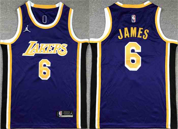Youth Los Angeles Lakers #6 LeBron James Purple Stitched Basketball Jersey