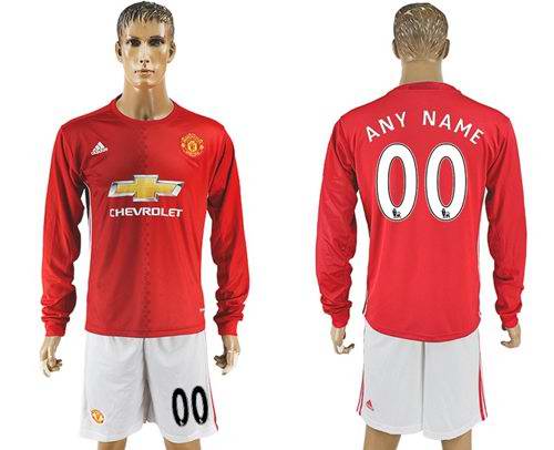Manchester United Personalized Home Long Sleeves Soccer Club Jersey