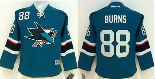 Sharks #88 Brent Burns Green Stitched Youth NHL Jersey
