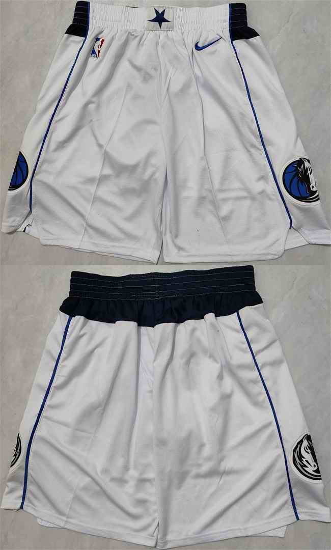 Men's Dallas Mavericks White Shorts (Run Small)