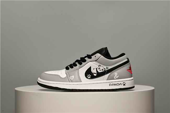 Women's Running Weapon Air Jordan 1 Low Grey/White Shoes 0405
