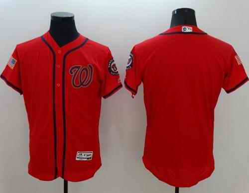 Nationals Blank Red Fashion Stars & Stripes Flexbase Authentic Stitched MLB Jersey