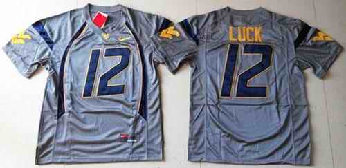 Mountaineers #12 Oliver Luck Navy Blue Stitched NCAA Jersey