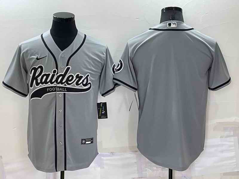Men's Las Vegas Raiders Blank Grey Cool Base Stitched Baseball Jersey