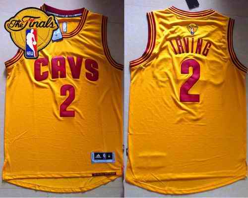 Cavaliers #2 Kyrie Irving Yellow Alternate The Finals Patch Stitched NBA Jersey