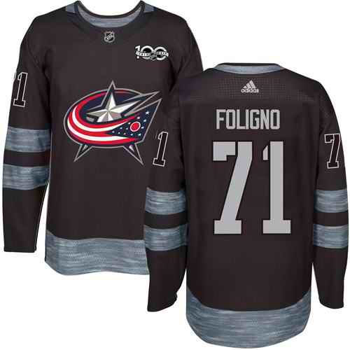Blue Jackets #71 Nick Foligno Black 1917-2017 100th Anniversary Stitched NHL Jersey