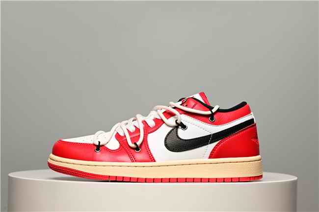 Men's Running Weapon Air Jordan 1 Low Red/White Shoes 0515