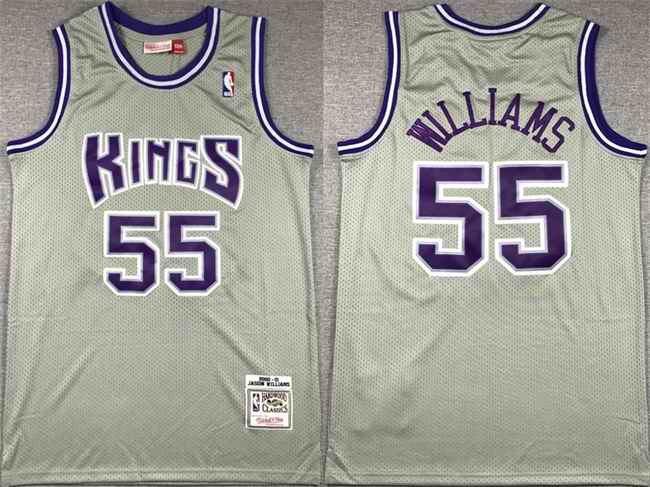 Men's Sacramento Kings #55 Jason Williams Grey 2000-01 Throwback Stitched Jersey