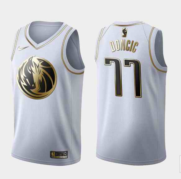 Men's Dallas Mavericks #77 Luka Doncic White 2019 Golden Edition Stitched NBA Jersey