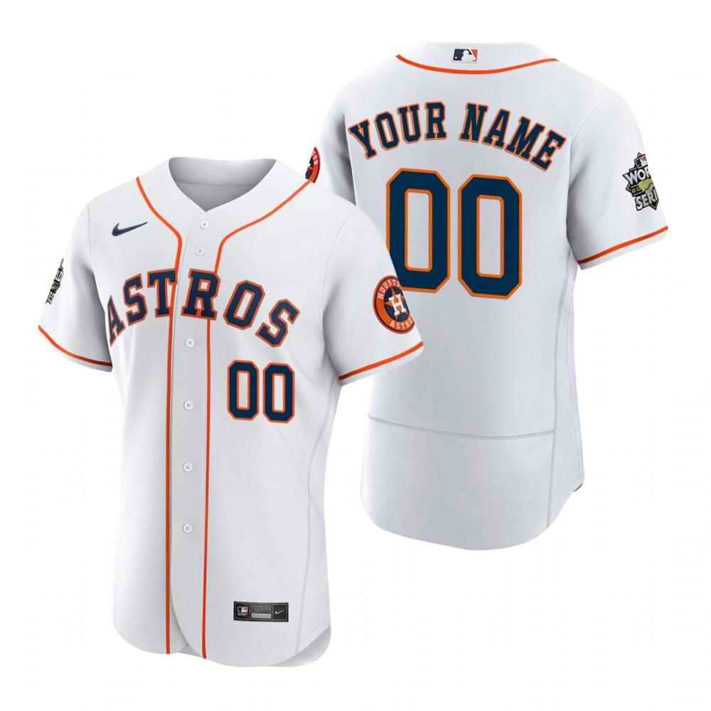 Men's Houston Astros Active Player Custom White 2022 World Series Flex Base Stitched Baseball Jersey