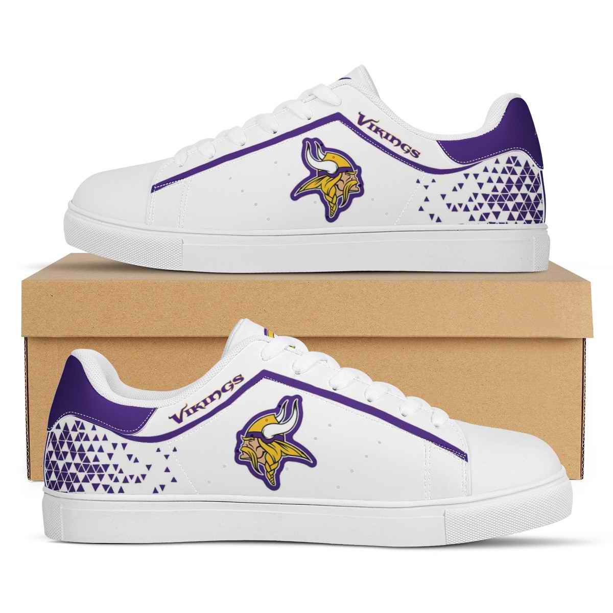Men's Minnesota Vikings Low Top Leather Sneakers 002