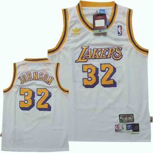 Lakers #32 Magic Johnson White Throwback Stitched Youth NBA Jersey