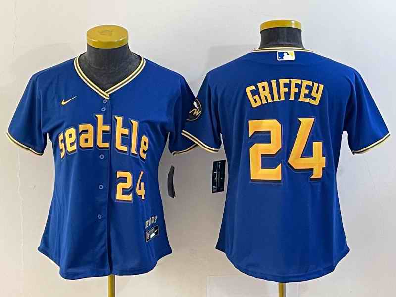 Youth Seattle Mariners #24 Ken Griffey Jr. Royal 2023 City Connect With Patch Stitched Baseball Jersey
