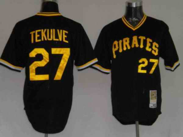 Mitchell and Ness Pirates #27 Kent Tekulve Stitched Black Throwback MLB Jersey