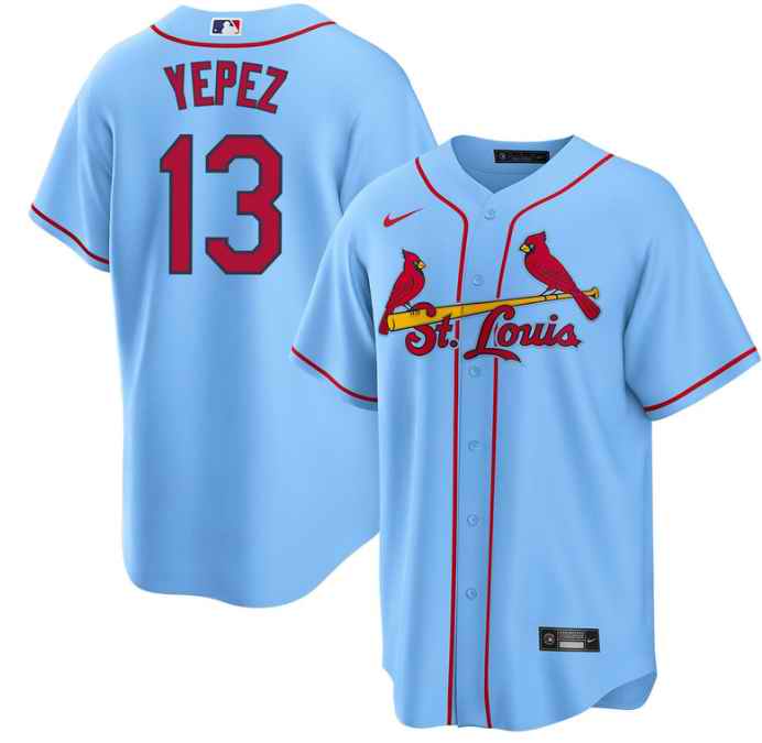 Men's St. Louis Cardinals #13 Juan Yepez Blue Cool Base Stitched Jersey