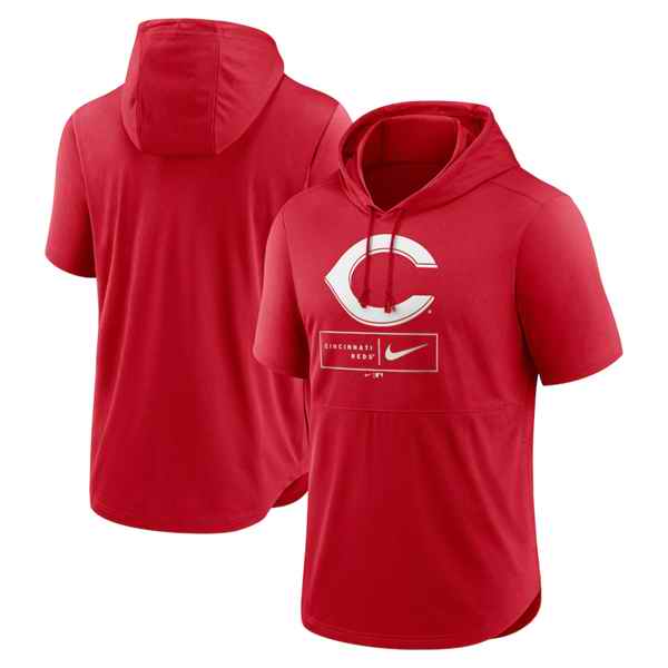 Men's Cincinnati Reds Red Short Sleeve Pullover Hoodie