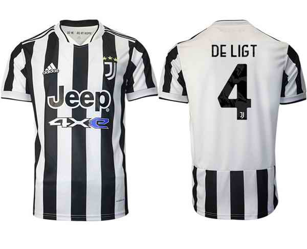 Men's Juventus #4 Matthijs de Ligt White/Black Home Soccer Jersey