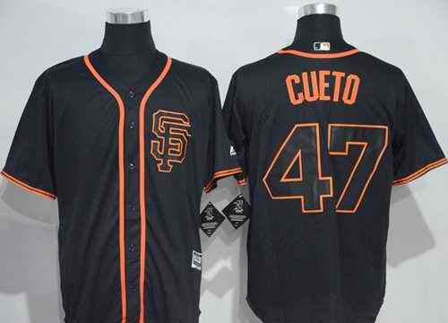 Giants #47 Johnny Cueto Black New Cool Base Alternate Stitched MLB Jersey