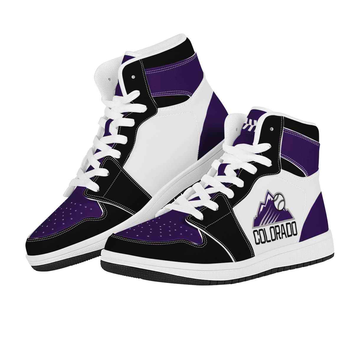 Women's Colorado Rockies High Top Leather AJ1 Sneakers 002
