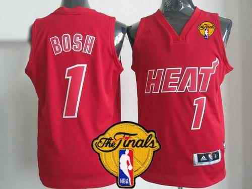 Heat #1 Chris Bosh Red Big Color Fashion Finals Patch Stitched NBA Jersey