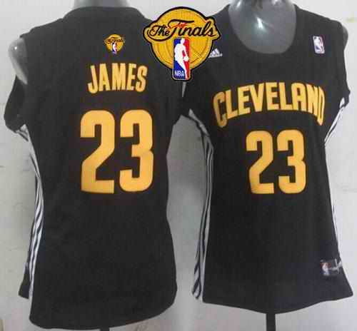 Cavaliers #23 LeBron James Black The Finals Patch Women's Fashion Stitched NBA Jersey