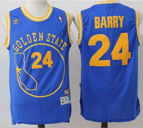 Warriors #24 Rick Barry Blue Throwback Golden State Stitched NBA Jersey