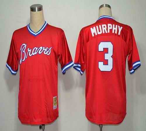 Mitchell And Ness 1980 Braves #3 Dale Murphy Red Stitched MLB Jersey