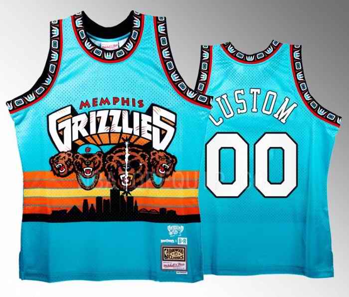 Men's Memphis Grizzlies Active Player Custom Teal Three 6 Mafia x BR Remix Swingman Stitched Jersey