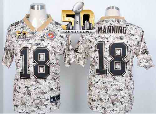 Nike Broncos #18 Peyton Manning Camo USMC Super Bowl 50 Men's Stitched NFL Elite Jersey