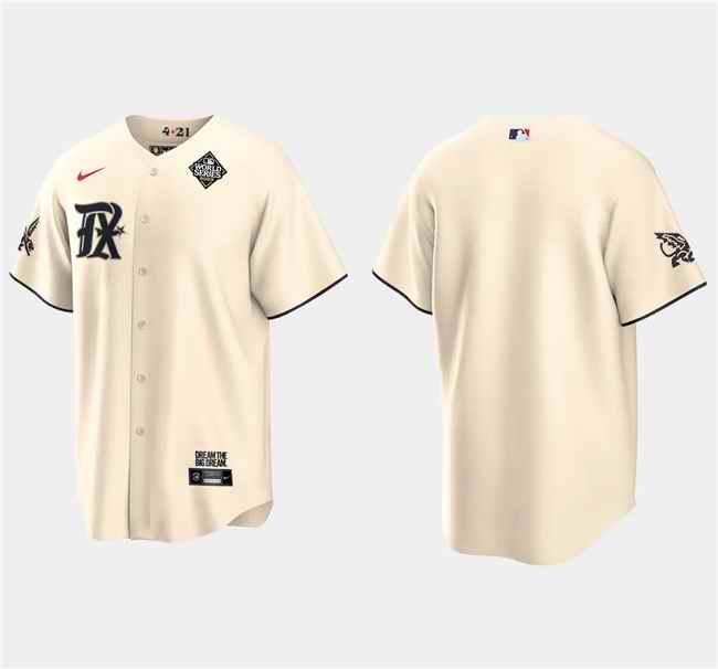 Men's Texas Rangers Blank Cream 2023 World Series City Connect Stitched Baseball  Jersey