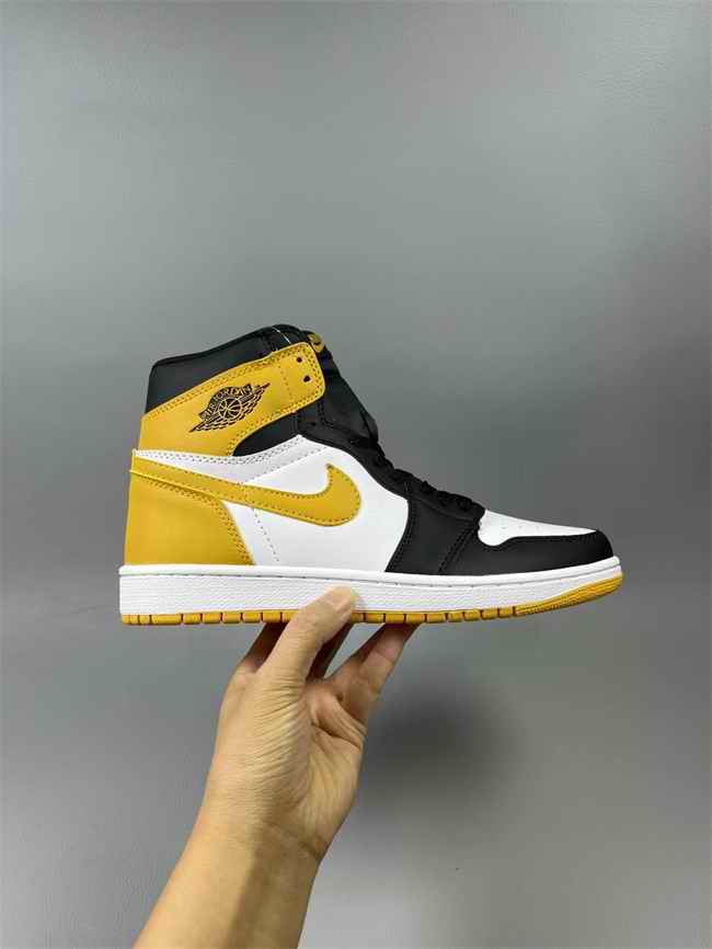 Men's Running Weapon Air Jordan 1 Yellow/White Shoes 0584