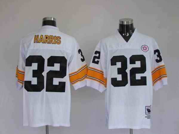 Mitchell & Ness Steelers #32 Franco Harris White Stitched Throwback NFL Jersey