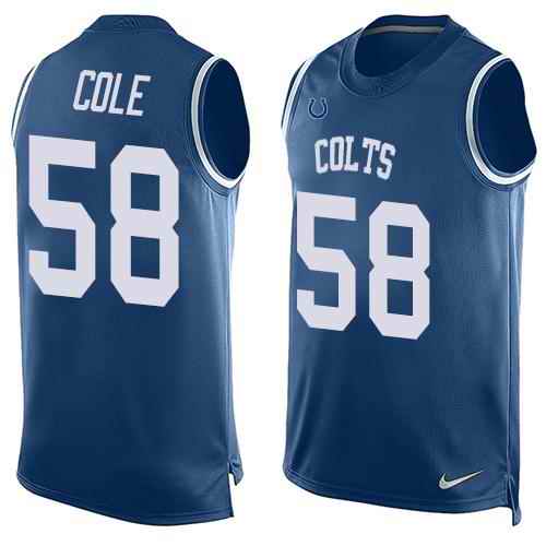 Nike Colts #58 Trent Cole Royal Blue Team Color Men's Stitched NFL Limited Tank Top Jersey