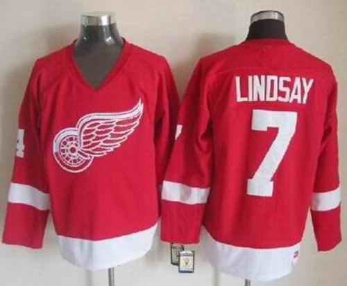 Red Wings #7 Ted Lindsay Red CCM Throwback Stitched NHL Jersey