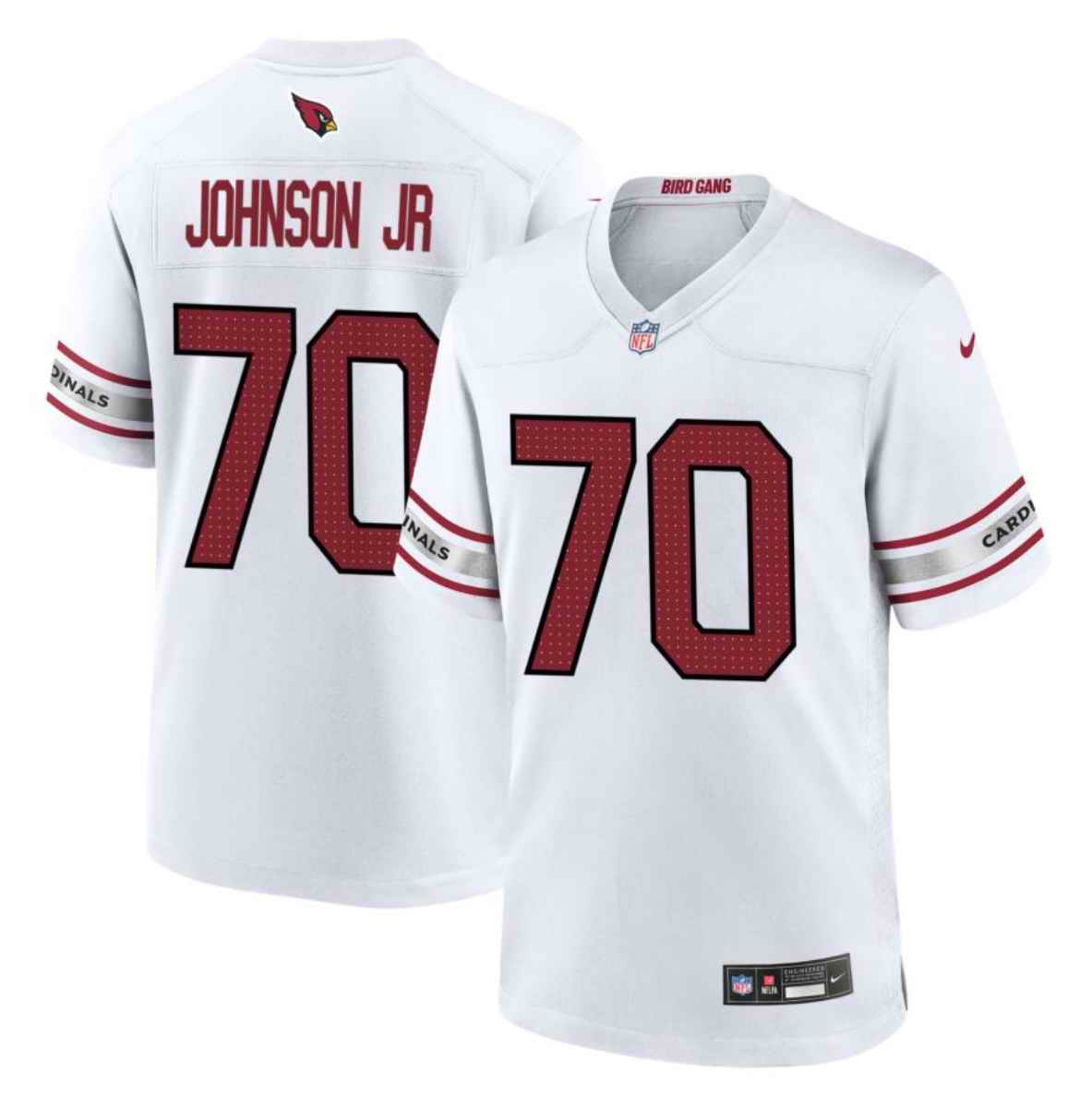 Youth Arizona Cardinals #70 Paris Johnson Jr White 2023 Draft Stitched Game Football Jersey