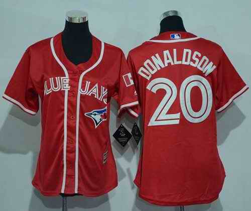 Blue Jays #20 Josh Donaldson Red Canada Day Women's Stitched MLB Jersey