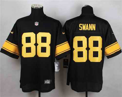 Nike Steelers #88 Lynn Swann Black(Gold No.) Men's Stitched NFL Elite Jersey