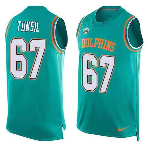 Nike Dolphins #67 Laremy Tunsil Aqua Green Team Color Men's Stitched NFL Limited Tank Top Jersey